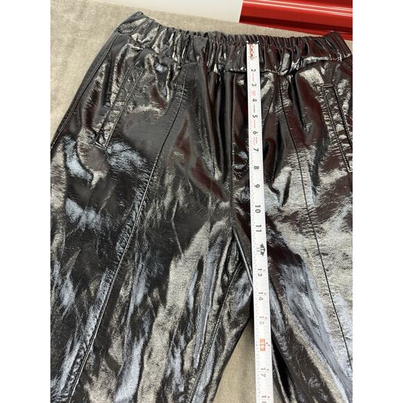 Blank NYC Women’s Black Vegan Leather Pants Medium Glossy Patent Straight Leg - Picture 8 of 10